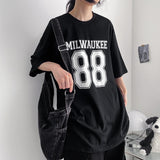 88 レタリングボクシーフィットショートスリーブTシャツ(3 colors) H&L