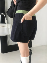 Rivet Pocket Denim Raw Paper A Shorts (2c)