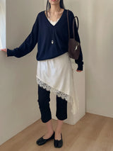 [wool50%] Danny Deep V-Neck Over Fit Knit