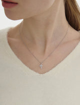26SS★ Essence Silver (W) Moissanite Lumi Cross Necklace