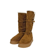 Double Buckle Fur Fold Sheepskin Boots