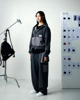 [UPDRAFT]NYLON MIXED COTTON ZIP-UP GREY