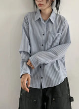 26FW★ [BAONHAUS] Half-Len Over Stripe Shirt