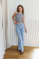 Shirring sleeveless top_gray