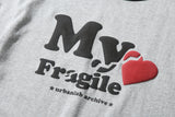 フラジャイル ハート リンガーTシャツ (Gray)
