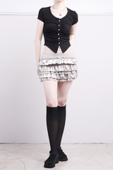 Lucent shirring button crop tee