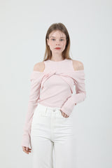 レイヤードツイストTシャツノースリーブセット Pink
