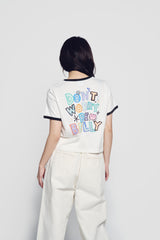 24FWベリーコラージュロゴクロップ半袖Tシャツ クリーム