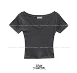 [U-BASIC] ソフトコットンVネッククロップドTシャツ