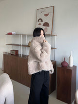テディハグファジーハイネックファージャケット