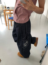 ヘリンボーンノンフェードバルーンジーンズ