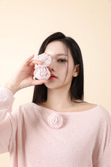 ルーズフィットコサージュニット Pink