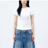 ストレッチコットンスリムショートスリーブTシャツ ホワイト