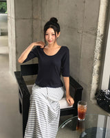 [MADE/6colors] ミルドコットン 4スリーブTシャツ