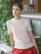 ピンクビスチェリボンTシャツセットアップ
