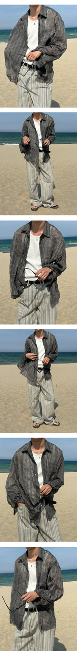 [Unisex] サマーチェックリネンシャツ(2color)
