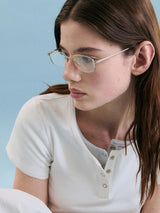 NUBASIC HENLEY NECK T-SHIRT WHITE