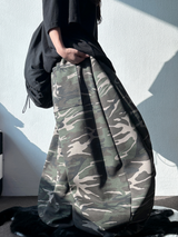 フロントフラッグプリントタトゥーポイントミリタリーバルーンサイドスリットロングパンツ💚🖤🤎
