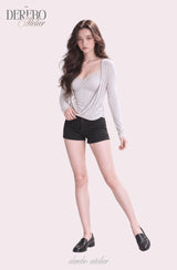 Mood Gray Shirring Layered Two-Piece Top