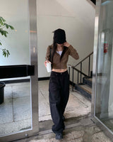 Brown slim zip up