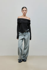 Buckle Denim Pants