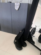 Amber Trail Buckle Belt Suede Long Boots (2 colors)