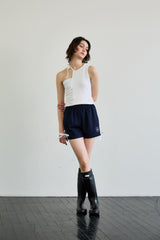 BEBE UNBALANCE SLEEVELESS TOP / WHITE