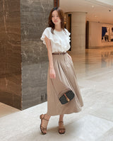 Desman Pintuck Banding Flare Skirt (Belt set)