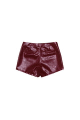 RED ROSE LEATHER SHORT PANTS