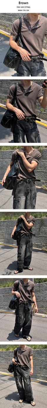 [S/S] Pigment crop muscle henry neck t-shirts(4color)