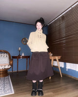 (3color) Flap Two-Pocket Flare Ribbed Skirt