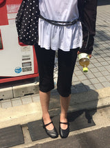 インス ポケット スリット コットン カプリ パンツ
