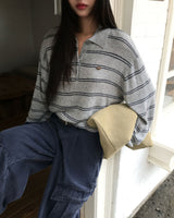 [ORIGINAL] Double Stripe Collar Knit