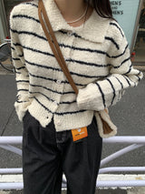 Clang ウール ストライプ カーディガン