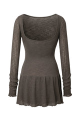 Scoop knit dress - brown