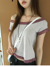 Las Lace Off-shoulder T-shirt (3color)