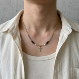 Amber Bead Cross Necklace