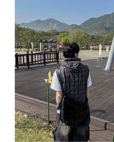 Crinkle Check Hooded Anorak Vest