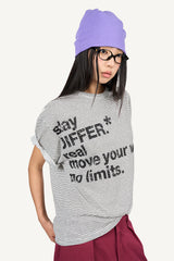 ディスターブ ストライプ プリント Tシャツ