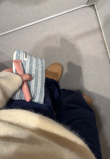 テリー ストライプ フラットポーチ - グレー, Mサイズ