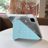 ブルー レイン ドット パターン Yフォールド iPad ケース