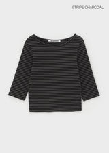 [B-BASIC] Standard Boat Neck 7/8 Sleeve T-Shirt 2SIZE