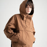 Nylon RIB Pullover Jacket - CAMEL