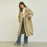 90s Classic Fishtail Long Bomber Jacket_Beige