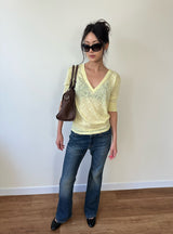 sheer v neck tee