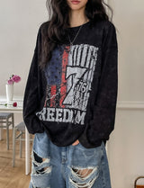 フレームヴィンテージプリントロングスリーブTシャツ