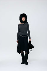 MUREN SHIRRING TOP / CHARCOAL