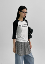 [MADE] コンジコントラストラグラン3/4スリーブTシャツ