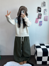 TEDDY FLEECE🤎🐻 S-L🧸3SIZE LONG WIDE HEATER PANTS 🤎💙💚3COLOR