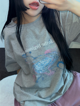 MY GALAXY☪🌌✨AURORA PRINTING T SHIRT 🎀🩶2COLOR